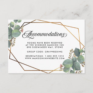 Eucalyptus geometric frame wedding accommodations invitation