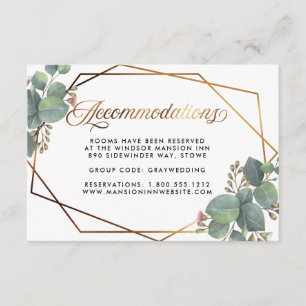 Eucalyptus geometric frame wedding accommodations invitation