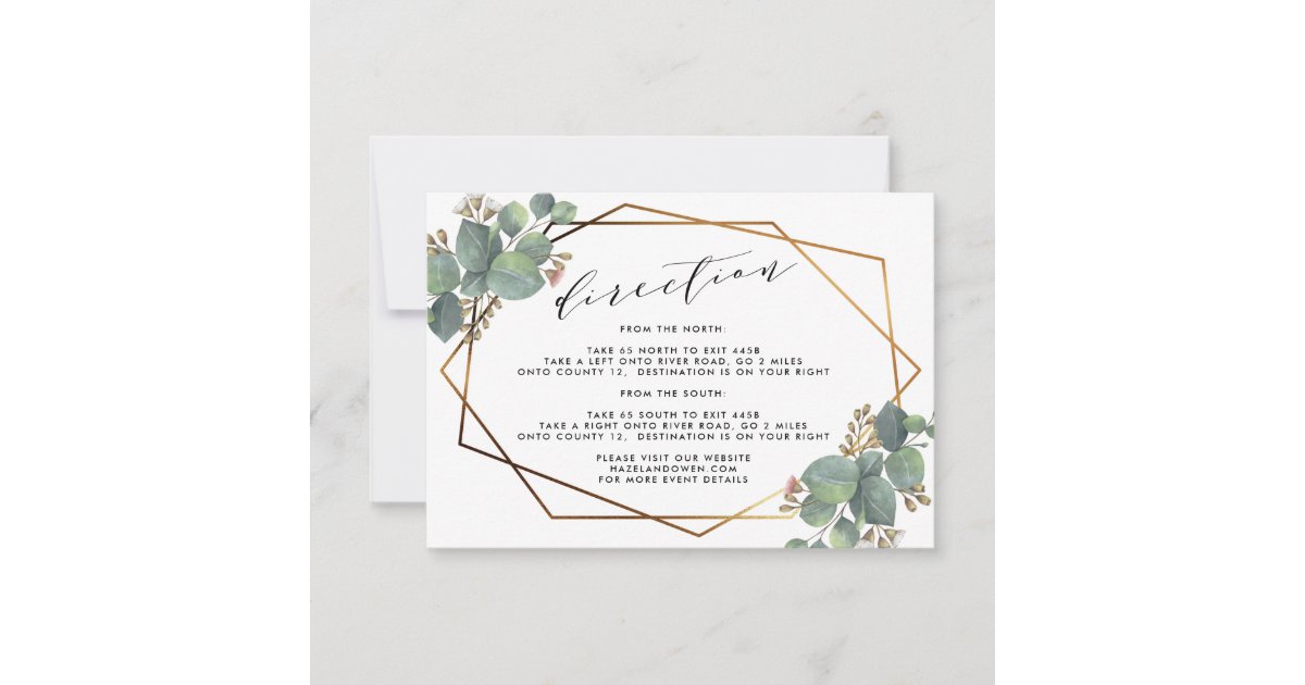 Eucalyptus geometric frame wedding detaills invitation | Zazzle.co.uk