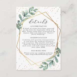 Eucalyptus Geometric Gold Foil Wedding Enclosure Card