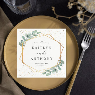 Eucalyptus Geometric Gold Foil Wedding Napkin