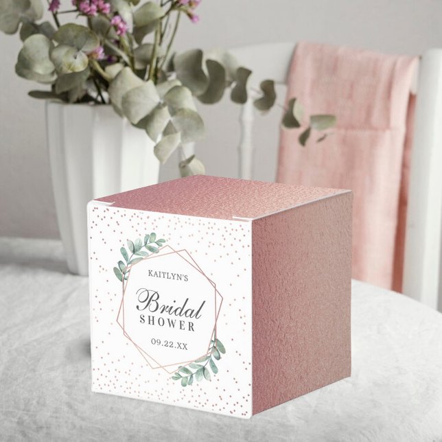 Eucalyptus Geometric Rose Gold Foil Bridal Shower Favour Box (Creator Uploaded)