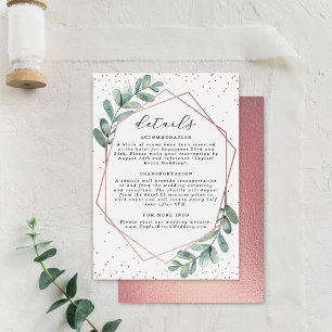 Eucalyptus Geometric Rose Gold Foil Wedding Enclosure Card