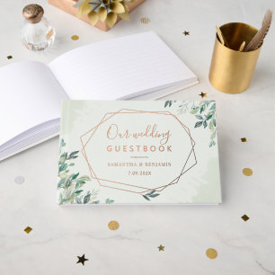 Eucalyptus Geometric Rose Gold Foil Wedding Guest Book