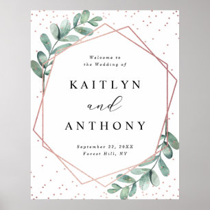 Eucalyptus Geometric Rose Gold Foil Wedding Poster