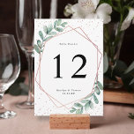 Eucalyptus Geometric Rose Gold Foil Wedding Table Invitation<br><div class="desc">Celebrate in style with these modern and very trendy wedding table number cards. This design is easy to personalise with your special event wording and your guests will be thrilled when they see these fabulous table numbers. *** HOW TO ORDER *** Please customise and add each table number card to...</div>