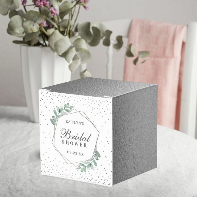 Eucalyptus Geometric Silver Foil Bridal Shower Favour Box (Creator Uploaded)