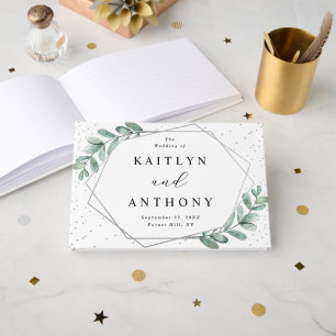 Eucalyptus Geometric Silver Foil Wedding Guest Book