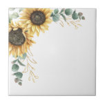 Eucalyptus Geometric Sunflower Floral Botanical Tile<br><div class="desc">Sunflower Eucalyptus Geometric Botanical design that would make great gift for anyone that loves floral designs.</div>