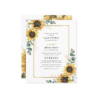 Eucalyptus Geometric Sunflower Wedding Invitation