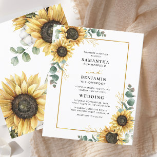 Eucalyptus Geometric Sunflower Wedding Invitation