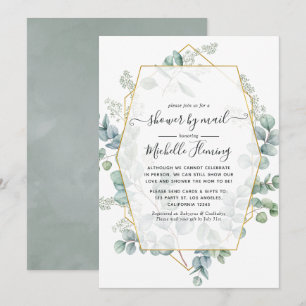 Eucalyptus Geometric Virtual Baby Shower by Mail Invitation