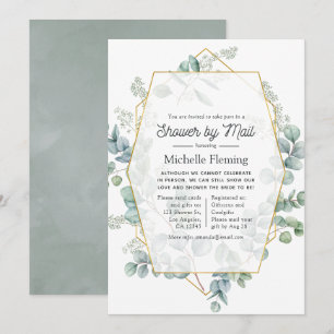 Eucalyptus Geometric Virtual Bridal Shower by Mail Invitation