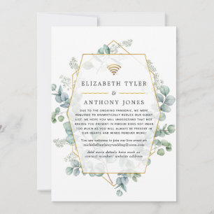 Eucalyptus Geometric Virtual Wedding Guest List Announcement