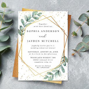Eucalyptus Geometric Wedding Rehearsal Dinner Invitation