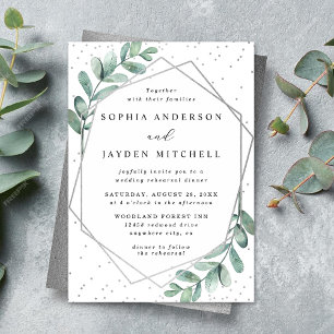 Eucalyptus Geometric Wedding Rehearsal Dinner Invitation