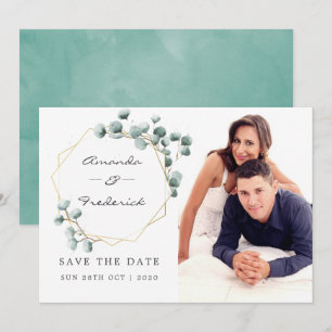Eucalyptus Geometric Wedding Save the Date Invitation