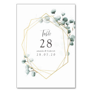 Eucalyptus Geometric Wedding Table Number