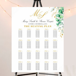 Eucalyptus Gilded Monogram Wedding Seating Charts