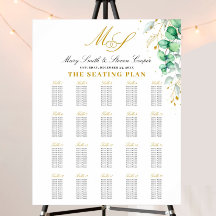Eucalyptus Gilded Monogram Wedding Seating Charts