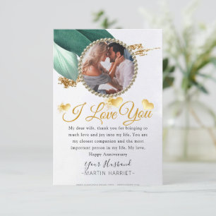 Eucalyptus Glitter Photo Wife Anniversary Card