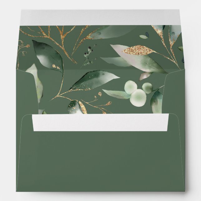 Eucalyptus Glow Gold Greenery - All Green Envelope (Back (Bottom))