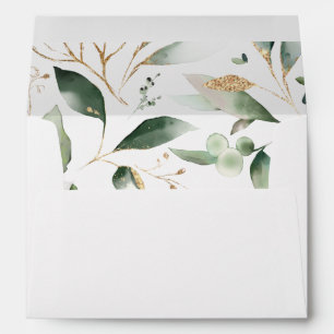 Eucalyptus Glow Gold Greenery Envelope