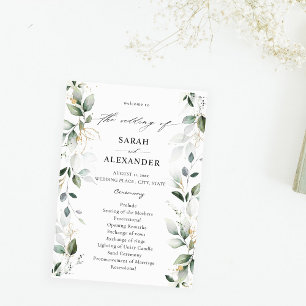 Eucalyptus Glow Gold Greenery Wedding Program 2 Invitation