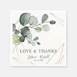 Eucalyptus Gold Abstract Love and Thanks Paper Napkin