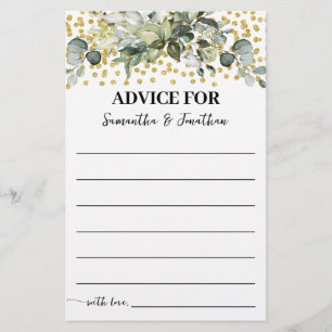 Eucalyptus Gold Advice for Couple Shower card