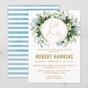 Eucalyptus Gold Baby Shower Invitation