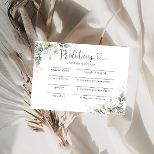 Eucalyptus Gold Baby Shower Predictions Card