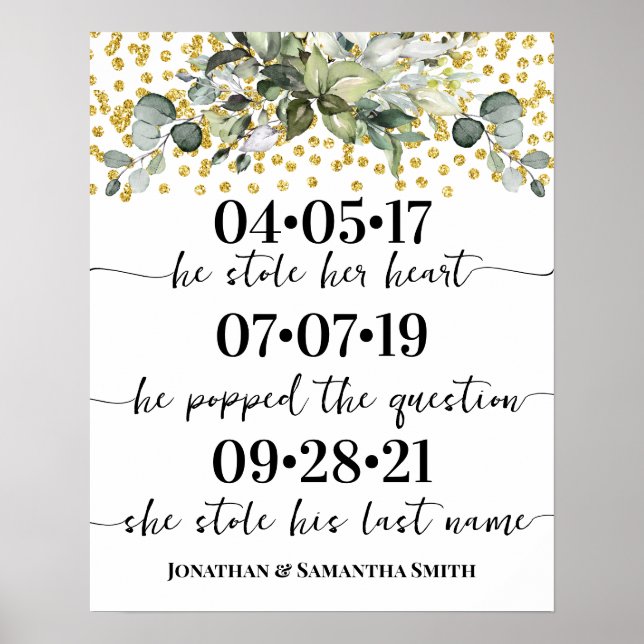 Eucalyptus Gold Best Day Wedding Date Yes Day Poster (Front)