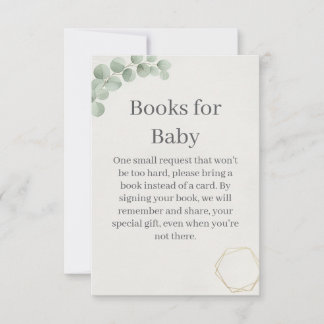 Eucalyptus Gold Books for Baby Shower Insert Card
