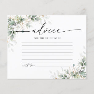 Eucalyptus Gold Bridal Shower Advice Card