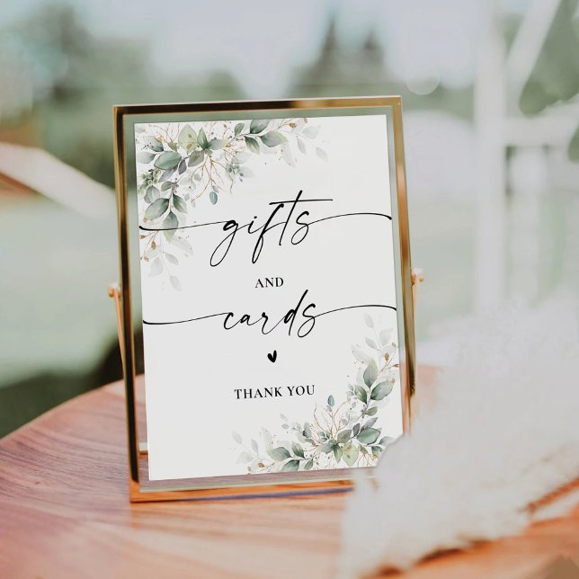 Eucalyptus Gold Bridal Shower Gifts and Cards Sign (Creator Uploaded)