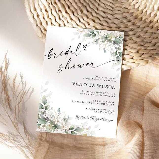 Eucalyptus Gold Bridal Shower Invitation (Creator Uploaded)