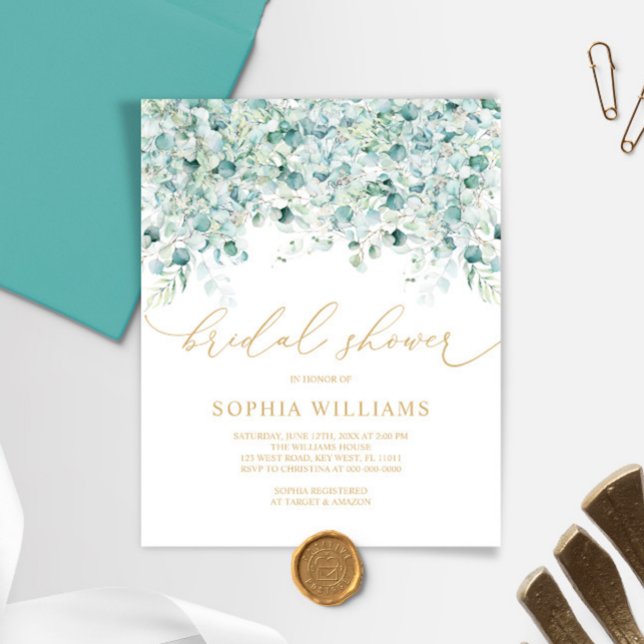 Eucalyptus & Gold Bridal Shower Invitation (Creator Uploaded)
