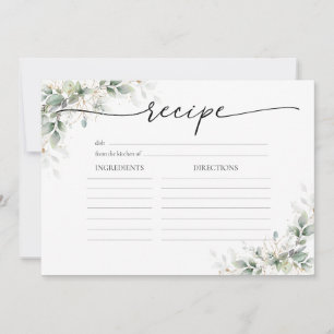 Eucalyptus Gold Bridal Shower Large Recipe Card