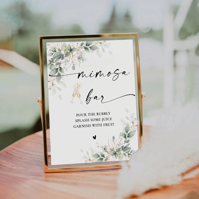 Eucalyptus Gold Bridal Shower Mimosa Bar Sign (Creator Uploaded)