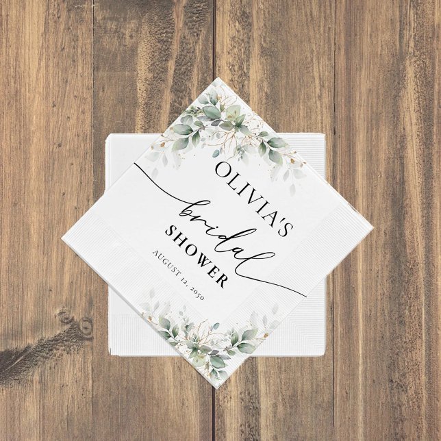 Eucalyptus Gold Bridal Shower Napkin (Creator Uploaded)