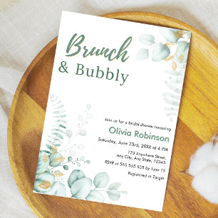Eucalyptus Gold Brunch & Bubbly Bridal Shower Invitation
