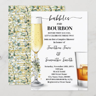 Eucalyptus Gold Bubbles & Bourbon Couples Shower Invitation