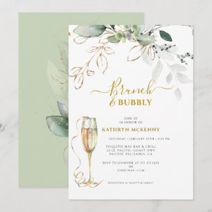 Eucalyptus Gold Calligraphy Bridal Shower Invitation