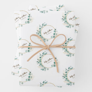 eucalyptus gold circle logo wrapping paper sheets