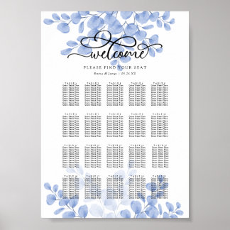 Eucalyptus Gold Dusty Blue Wedding Seating Chart