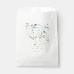 Eucalyptus Gold Floral Blue Thank You Wedding  Favour Bags
