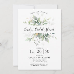 Eucalyptus Gold Floral Bridal Shower Invitation