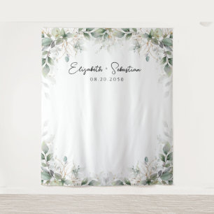 Eucalyptus Gold Floral Greenery Wedding Backdrops Tapestry