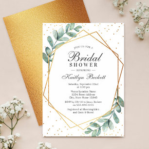 Eucalyptus Gold Geometric Bridal Shower Invitation